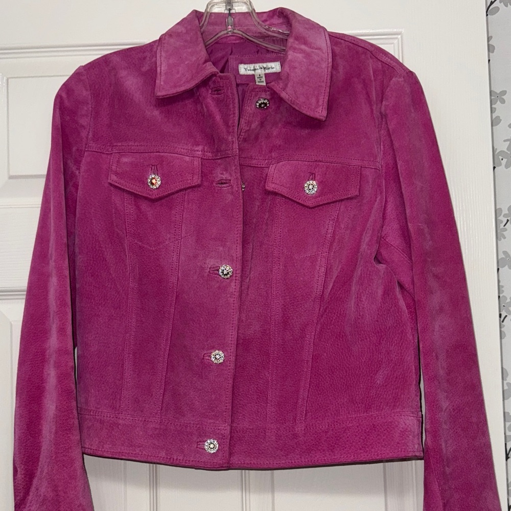 Stylish Pink Suede Leather Jacket for Women